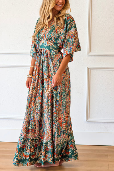 Sateen Peacock Bleu Maxi