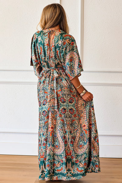 Sateen Peacock Bleu Maxi