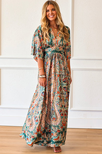 Sateen Peacock Bleu Maxi