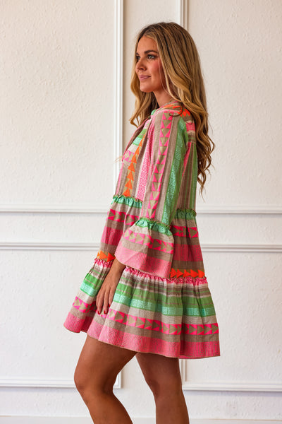 Neon Mesa Tiered Tunic Dress