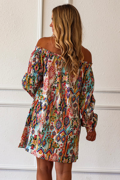 Tropic Folk Off Shoulder Dress