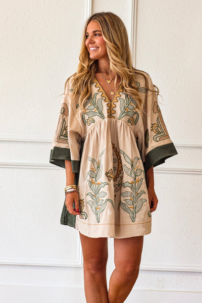 Field Psalm Smock Dress in Bay Leaf