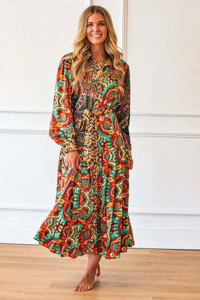 Estate Pattern No.7 Pleated Midi Dress