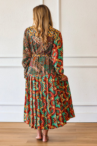 Estate Pattern No.7 Pleated Midi Dress