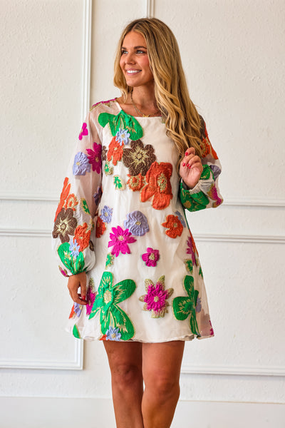 Wildflower Waltz Embroidered Mini Dress