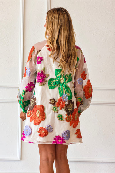 Wildflower Waltz Embroidered Mini Dress